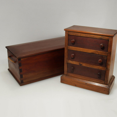 Image for Lot Diminutive Pine Chest and Sea Chest