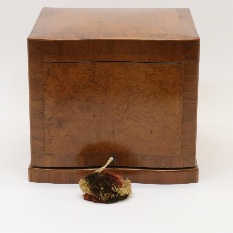 Image 2 of lot 19th C Burled Wood Tantalus / Cigar Box