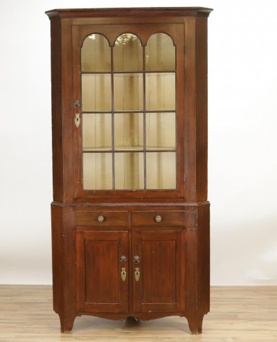 Image for Lot Federal Maple Corner Cupboard c1800