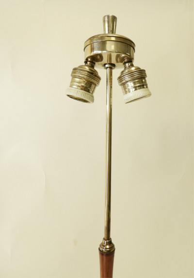 Image 4 of lot 2 French Art Deco Wood, Chrome & Bronze Lamps