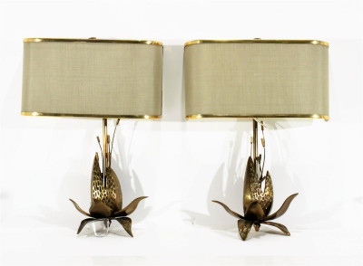 Image for Lot Cast Brass Sconces, possibly Maison Charles