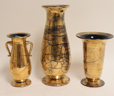 Image 4 of lot 11 Saint Prex Gilt Cobalt Glass Vases
