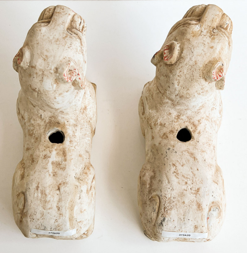 Pair of Chinese Painted Pottery Figures of Lions