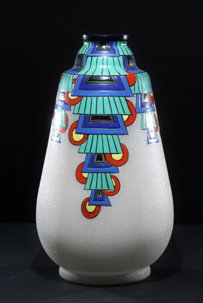 Image for Lot Leune - Art Deco Enameled Glass Vase, 1930