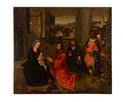 Image for Lot Damianus van der Goude (workshop of Frans Floris) after Gerard David - The Adoration of the Magi