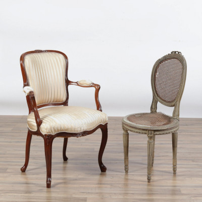 Image 5 of lot 19th C. Carved Wood/Upholstered Cane Chairs