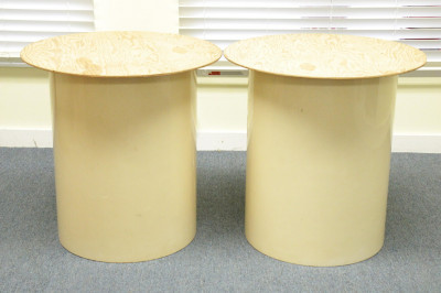 Image for Lot Pair Cream Lacquer Pedestal Bases