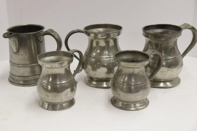 Image for Lot Five 19C English Pewter Measured Tankards