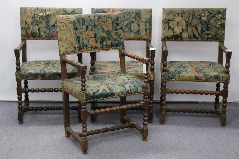Image 1 of lot 4 Chairs; English Baroque Cherry &amp; Beechwood