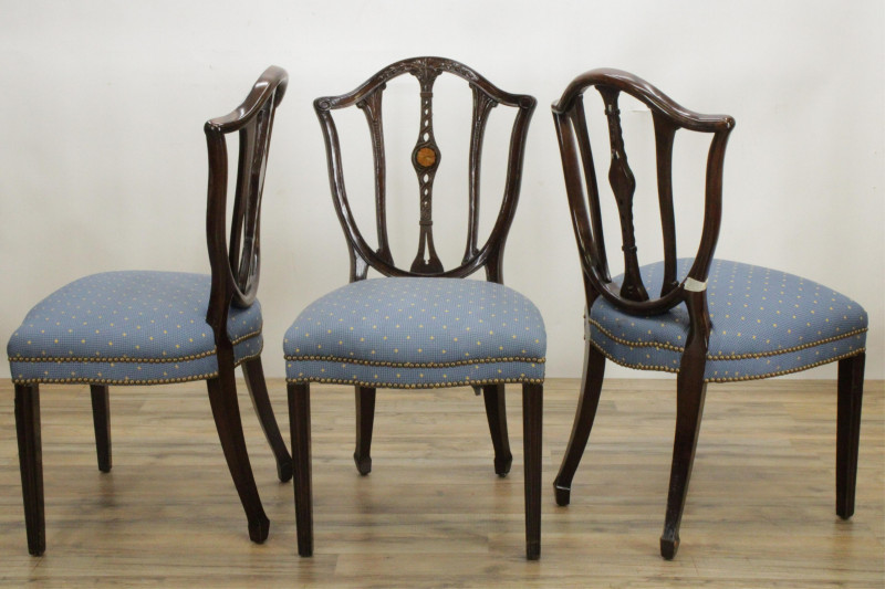 Image 2 of lot 12 George III Style Inlaid Mahogany Dining Chairs