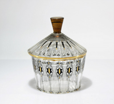 Image for Lot Adolf Beckert - Enameled Glass Covered Jar