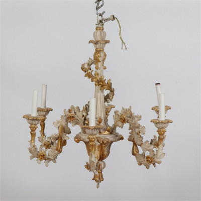 Image for Lot Rococo Style Parcel Gilt & White Chandelier
