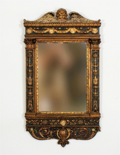 Image for Lot Italian Renaissance Style Giltwood Painted Mirror