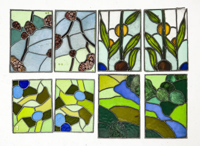 Image for Lot Group of 8 Abstract Stained Glass Panels