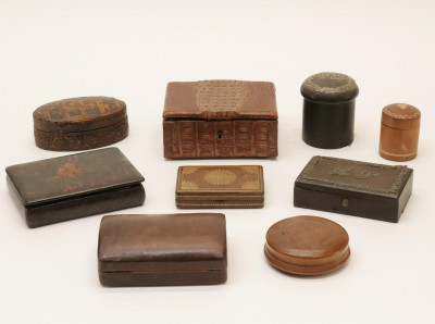 Image for Lot 9 English  Continental Leather  Wood Boxes