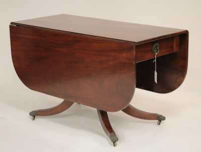 Image for Lot Mahogany Drop Leaf Dining Table, 19th C