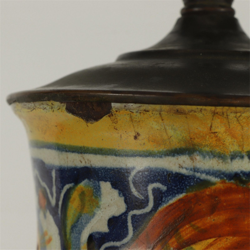 Image 5 of lot 2 Italian Majolica Vases as Table Lamps