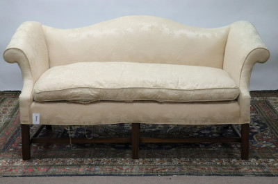 Image for Lot 18th C. English Chippendale Camel Back Sofa