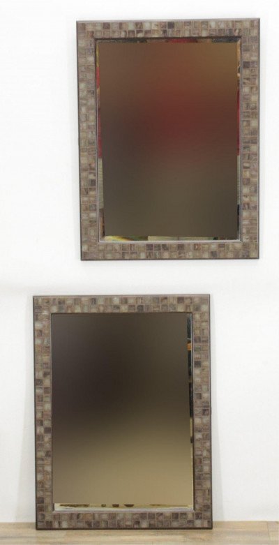 Image for Lot Pair Contemporary Agate Tile Frame Mirrors