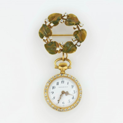 Image for Lot Tiffany & Co Ladies Opal Pocket Watch