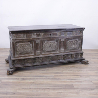 Image for Lot Continental Baroque Walnut Blanket Chest