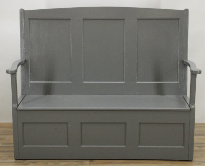 Image for Lot Country Foyer Lift Seat Painted Storage Settee