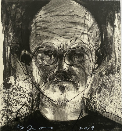 Jim Dine - 3 cats and A Dog (Self Portrait)