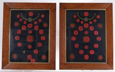 Image for Lot Pair of Framed Continental Wax Seals, 19th C.