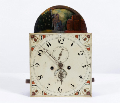 Image for Lot George III Style Inlaid Oak Tall Case Clock, 19th