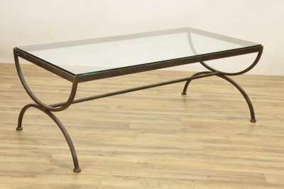 Image for Lot Contemporary Curule Form Metal Coffee Table