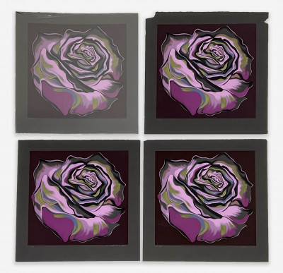 Image for Lot Lowell Nesbitt - Pink Rose, Set of 4