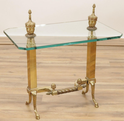 Image for Lot Georgian Style Brass Andiron Side Table