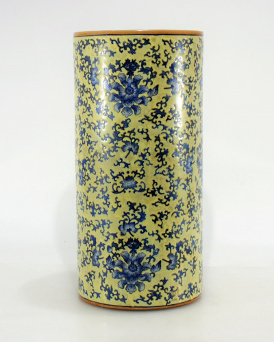 Image for Lot Chinese Yellow Ground Porcelain Umbrella Stand