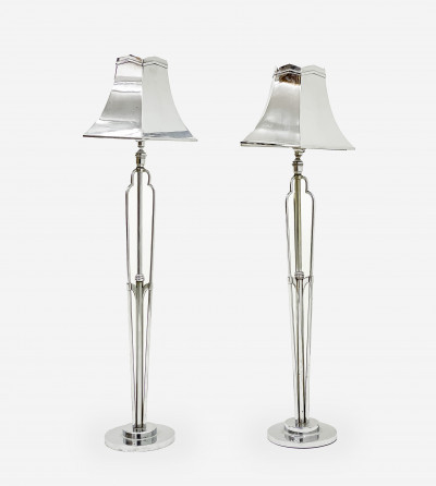 Title Pair of Chrome-Plated Lamps / Artist