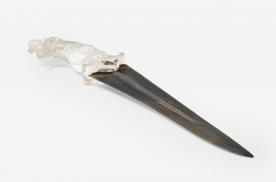 A Mughal Dagger with Carved Rock Crystal Handle