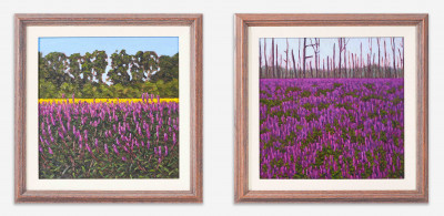 Image for Lot Thomas Sarrantonio - Pair of Field with Purple Flowers paintings