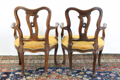 Image 6 of lot 3 French Fruitwood Chairs, 19th C., Pr. Louis XV