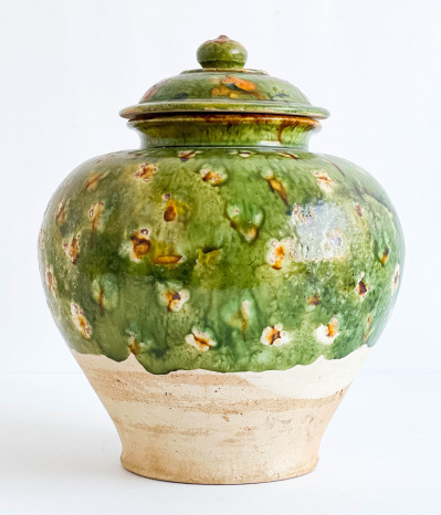 Image for Lot Chinese Sancai Glazed Pottery Jar and Cover