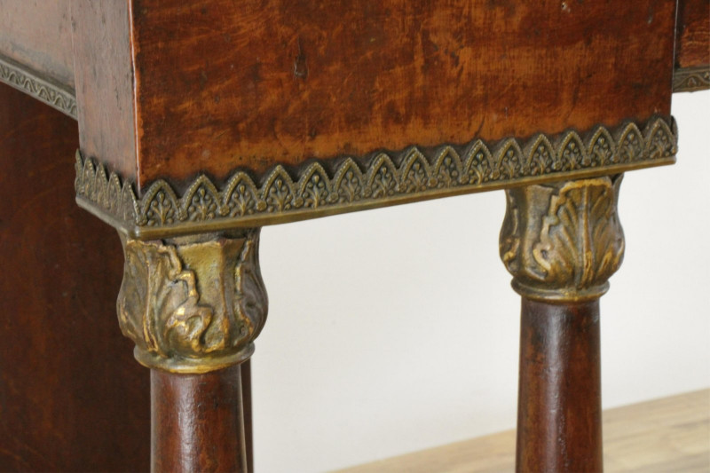 Image 8 of lot 19th C. Empire Wood and Marble Pier Table