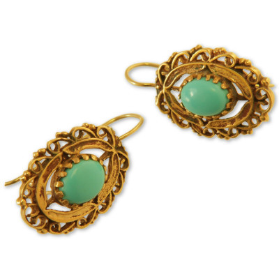Image for Lot Pair of Turquoise and 14k Earrings