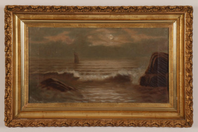Image 2 of lot 19th C. Seascape, initialed M. L.