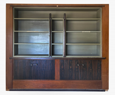 Image for Lot Custom Art Deco Wall Unit with Owl Motif