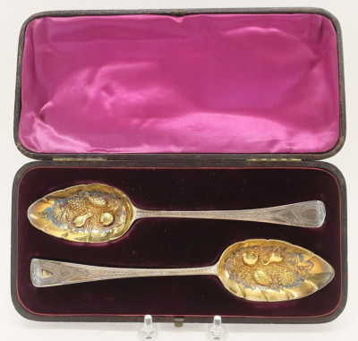 Image for Lot Near Pair George III Sterling & Gilt Berry