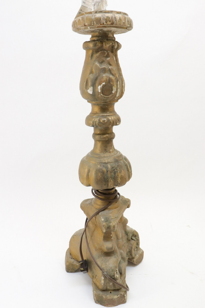 Image 5 of lot 2 Continental Baroque Gilt Candlesticks 18th C