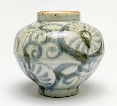 Image for Lot Chinese Blue and White Glazed Ceramic Jar