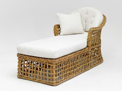 Image for Lot Braided Wicker Chaise Lounge