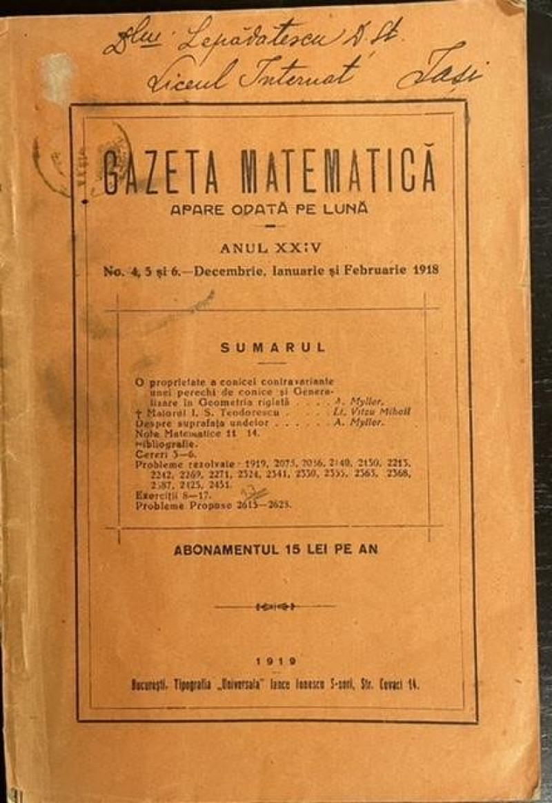 Image 2 of lot [A. MYLLER & others] 2 Romanian Journals 1919, 1935