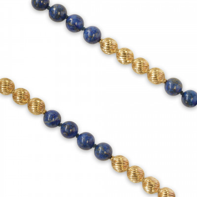 Image for Lot Lapis  Gold Bead Necklace