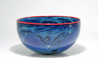 Image for Lot Josh Simpson - Blue Art Glass Bowl