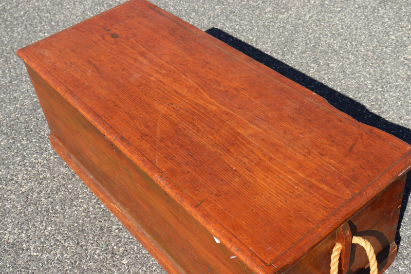 Image 2 of lot 19th C. Pine Sea Chest